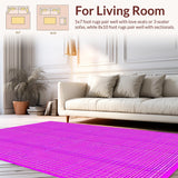 Ultra Soft Area Rug, Non Slip, Stain Resistant, Washable Area Rugs for Living Room, Bedroom, Whimsical Groovy Graphic Motif(Purple)
