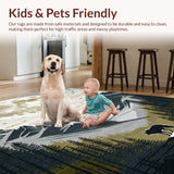 Ultra Soft Area Rug, Non Slip, Stain Resistant, Washable Area Rugs for Living Room, Bedroom, Stylish Abstract Wolf Aesthetic(Gray)