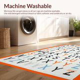 Ultra Soft Area Rug, Non Slip, Stain Resistant, Washable Area Rugs for Living Room, Bedroom, Soft Earthy Toned Alphabet Design(Orange)