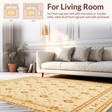 Ultra Soft Area Rug, Non Slip, Stain Resistant, Washable Area Rugs for Living Room, Bedroom, Classic Floral Area Durable Non Slip Indoor(Beige)
