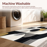 Stylish Area with Abstract Geometric Designs in Black and Beige(Black)
