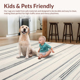 Ultra Soft Area Rug, Non Slip, Stain Resistant, Washable Area Rugs for Living Room, Bedroom, Rustic Toned Striped Texture(Gray)