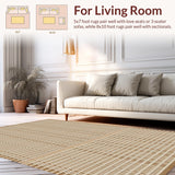 Ultra Soft Area Rug, Non Slip, Stain Resistant, Washable Area Rugs for Living Room, Bedroom, Classic Checkered Rustic Charm(Beige)