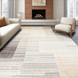 Ultra Soft Area Rug, Non Slip, Stain Resistant, Washable Area Rugs for Living Room, Bedroom, Speckled Wool Blend with Neutral Beige Palette and Abstract Linear Design(Ivory)