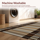 Ultra Soft Area Rug, Non Slip, Stain Resistant, Washable Area Rugs for Living Room, Bedroom, Contemporary Earthy Striped Elegance(Brown)