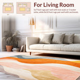 Ultra Soft Area Rug, Non Slip, Stain Resistant, Washable Area Rugs for Living Room, Bedroom, Estrella Collection Colorful Gradient Swirl Abstract Art Area Rug(Orange)