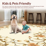 Ultra Soft Area Rug, Non Slip, Stain Resistant, Washable Area Rugs for Living Room, Bedroom, Stylish Beige Kitchen Durable Non Slip Runner with Floral Motif(Beige)