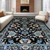 Ultra Soft Area Rug, Non Slip, Stain Resistant, Washable Area Rugs for Living Room, Bedroom, Sophisticated Modern Trellis Design(Black)