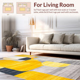 Ultra Soft Area Rug, Non Slip, Stain Resistant, Washable Area Rugs for Living Room, Bedroom, Striking Bold Color Contrast Art(Yellow)