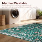 Ultra Soft Area Rug, Non Slip, Stain Resistant, Washable Area Rugs for Living Room, Bedroom, Retro Earth Tones Aesthetic(Green)