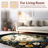 Ultra Soft Area Rug, Non Slip, Stain Resistant, Washable Area Rugs for Living Room, Bedroom, Trendy Minimalist Insect Composition(Gold)