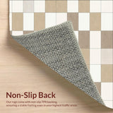 Ultra Soft Area Rug, Non Slip, Stain Resistant, Washable Area Rugs for Living Room, Bedroom, Graphic Check Mate Area with Modern Beige and White Block Motifs(Beige)