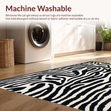Ultra Soft Area Rug, Non Slip, Stain Resistant, Washable Area Rugs for Living Room, Bedroom, Washable Zebra Skin Bath Mat for Modern Bathrooms(Black)