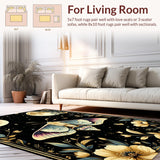 Ultra Soft Area Rug, Non Slip, Stain Resistant, Washable Area Rugs for Living Room, Bedroom, Celestial Vintage Floral Elegance(Gold)