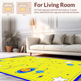 Ultra Soft Area Rug, Non Slip, Stain Resistant, Washable Area Rugs for Living Room, Bedroom, Planetary Cheerful Educational Concept(Yellow)