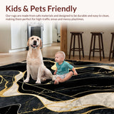 Ultra Soft Area Rug, Non Slip, Stain Resistant, Washable Area Rugs for Living Room, Bedroom, Sleek Abstract Minimalist Appeal(Black)