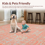Ultra Soft Area Rug, Non Slip, Stain Resistant, Washable Area Rugs for Living Room, Bedroom, Chic Minimalist Ogee Pattern(Orange)
