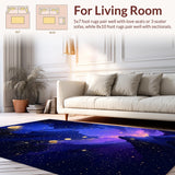 Ultra Soft Area Rug, Non Slip, Stain Resistant, Washable Area Rugs for Living Room, Bedroom, Celestial Nebula Abstract Aesthetic(Blue)