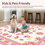 Ultra Soft Area Rug, Non Slip, Stain Resistant, Washable Area Rugs for Living Room, Bedroom, Artistic Modern Floral Arrangement(White)