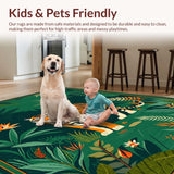 Ultra Soft Area Rug, Non Slip, Stain Resistant, Washable Area Rugs for Living Room, Bedroom, Vintage Jungle Ethnic Aesthetic(Green)