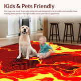 Ultra Soft Area Rug, Non Slip, Stain Resistant, Washable Area Rugs for Living Room, Bedroom, Radiant Ember Color Spectrum(Red)