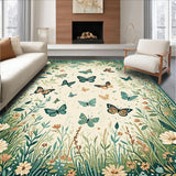 Ultra Soft Area Rug, Non Slip, Stain Resistant, Washable Area Rugs for Living Room, Bedroom, Delicate Insect-Inspired Artistry(Ivory)