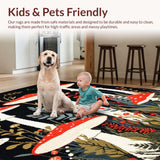 Ultra Soft Area Rug, Non Slip, Stain Resistant, Washable Area Rugs for Living Room, Bedroom, Nature-Inspired Black Aesthetic(Red)