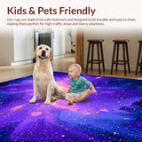 Ultra Soft Area Rug, Non Slip, Stain Resistant, Washable Area Rugs for Living Room, Bedroom, Lively Solar System Theme(Purple)