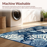 Ultra Soft Area Rug, Non Slip, Stain Resistant, Washable Area Rugs for Living Room, Bedroom, Lively Nautical Medallion Theme(Blue)