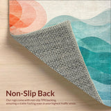 Ultra Soft Area Rug, Non Slip, Stain Resistant, Washable Area Rugs for Living Room, Bedroom, Boho Surf Scene Rug Coastal Decor Carpet(Orange)