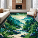 Ultra Soft Area Rug, Non Slip, Stain Resistant, Washable Area Rugs for Living Room, Bedroom, Whimsical Celestial Illustrative Design(Green)