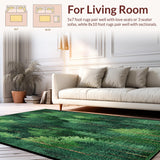 Ultra Soft Area Rug, Non Slip, Stain Resistant, Washable Area Rugs for Living Room, Bedroom, Nature-Inspired Evergreen Terrain(Green)