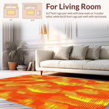 Ultra Soft Area Rug, Non Slip, Stain Resistant, Washable Area Rugs for Living Room, Bedroom, Dynamic Curvilinear Motif(Orange)