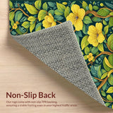 Elegant Floral Area Rug with Vintage Yellow Green Leaf Design(Yellow)