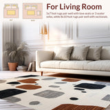 Ultra Soft Area Rug, Non Slip, Stain Resistant, Washable Area Rugs for Living Room, Bedroom, Contemporary Rustic Chic Theme(Brown)