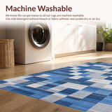Ultra Soft Area Rug, Non Slip, Stain Resistant, Washable Area Rugs for Living Room, Bedroom, Elegant Abstract Geometric Design(Blue)