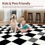Ultra Soft Area Rug, Non Slip, Stain Resistant, Washable Area Rugs for Living Room, Bedroom, Dynamic Red and Black Contrast Design(Black)