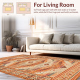 Ultra Soft Area Rug, Non Slip, Stain Resistant, Washable Area Rugs for Living Room, Bedroom, Warm Toned Rustic Woven Elegance(Orange)
