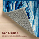 Ultra Soft Area Rug, Non Slip, Stain Resistant, Washable Area Rugs for Living Room, Bedroom, Serene Coastal Wave Aesthetic(Blue)
