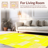 Ultra Soft Area Rug, Non Slip, Stain Resistant, Washable Area Rugs for Living Room, Bedroom, Playful Contemporary Ogee Style(Yellow)