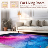 Ultra Soft Area Rug, Non Slip, Stain Resistant, Washable Area Rugs for Living Room, Bedroom, Vibrant Multicolor Modern Artistry(Pink)