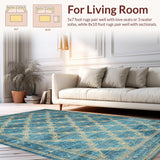 Ultra Soft Area Rug, Non Slip, Stain Resistant, Washable Area Rugs for Living Room, Bedroom, Elegant Oceanic Distressed Motif(Blue)
