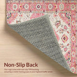 Ultra Soft Area Rug, Non Slip, Stain Resistant, Washable Area Rugs for Living Room, Bedroom, Elegant Blush Garden Pattern(Pink)