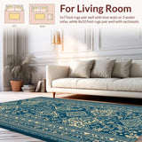 Ultra Soft Area Rug, Non Slip, Stain Resistant, Washable Area Rugs for Living Room, Bedroom, Rustic Neutral Farmhouse Kitchen Non-Slip Rug Set(Blue)