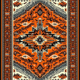 Ultra Soft Area Rug, Non Slip, Stain Resistant, Washable Area Rugs for Living Room, Bedroom, Vibrant Circular Rustic Cowboy Pattern(Orange)