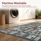 Ultra Soft Area Rug, Non Slip, Stain Resistant, Washable Area Rugs for Living Room, Bedroom, Playful Wilderness Adventure Theme(Red)