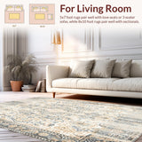 Ultra Soft Area Rug, Non Slip, Stain Resistant, Washable Area Rugs for Living Room, Bedroom, Boho Neutral with Geometric Design(Beige)