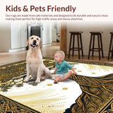 Ultra Soft Area Rug, Non Slip, Stain Resistant, Washable Area Rugs for Living Room, Bedroom, Cozy Abstract Nature Expressions(Gold)