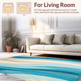Ultra Soft Area Rug, Non Slip, Stain Resistant, Washable Area Rugs for Living Room, Bedroom, Coastal Breeze Oval Braided Nautical Inspired Home(Blue)