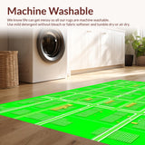 Ultra Soft Area Rug, Non Slip, Stain Resistant, Washable Area Rugs for Living Room, Bedroom, Educational Town Map Play Area Mat(Green)